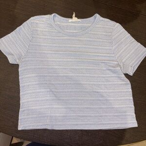 Caution To The Wind Light Blue and White Striped Top